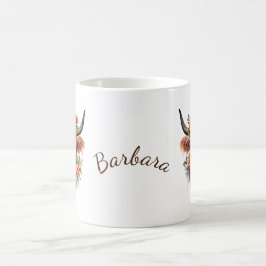 Modern vattenfärgshöglandskund med blommor kaffemugg
