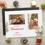 Modern vattenfärgsjul, botaniskt tvåfoto<br><div class="desc">Modern,  ren tvåfotomall med vattenfärgade botaniska julklappar och subtila guld-gnistor.</div>