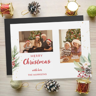 Modern vattenfärgsjul, botaniskt tvåfoto