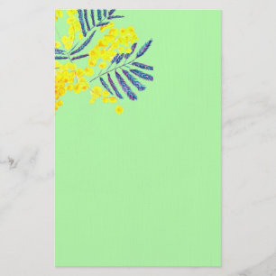 Modern vattenfärgskonst wattle Mimosa-blomma Brevpapper