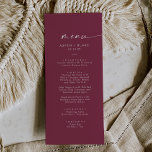 Modern vattenfärgskoordinat | Red Bröllop Menu Meny<br><div class="desc">Det här moderna vattenfärgskoordinaten för det röda bröllop-menykortet är perfekt för en snyggt contemporary bröllop. Den enkla burgudda röda och vita designen har en unik industriell bokstaveringstypografi med modern boho stil. Anpassade i alla färg. Behålla designen minimal och elegant, som den är, eller anpassa den genom att lägga till egna...</div>
