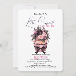 Modern vattenfärgskupkaka, babydusch3 inbjudningar