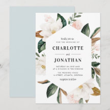 modern vattenfärgsmagnolia blommigt ram bröllop