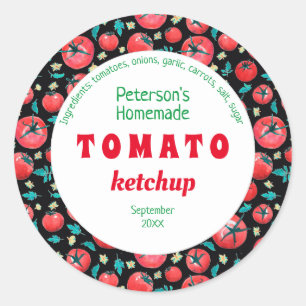 Modern vattenfärgsmatetikett för tomatketchup runt klistermärke