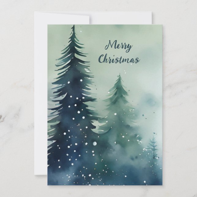 Modern vattenfärgsminimalistisk korporativ jul julkort (Framsida)