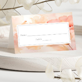 Modern vattenfärgspersika Blommigt Bröllop Bord Placeringskort