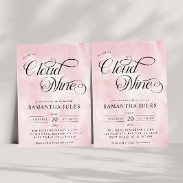 Modern vattenfärgsprogram Rosa Cloud Nine Baby Sho Inbjudningar