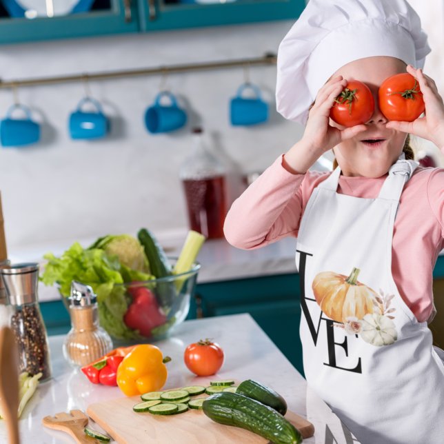 Modern vattenfärgspumpa med Orange med Kärlek Barnförkläde (Skapare uppladdad)