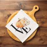 Modern vattenfärgspumpa med Orange med Kärlek Kökshandduk<br><div class="desc">Bästa gåva för dina vänner och din familj,  Thanksgiving för Personlig med Färg hösten. Happy thanksgiving med vattenfärgspumpor med blommor. Idéer för att dekorera dig hemma på Thanksgivingen</div>