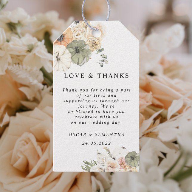 Modern vattenfärgspumpor och blommor presentetikett (Skapare uppladdad)