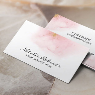 Modern vattenfärgssalong Rosa och Guld Ombre Beau Visitkort