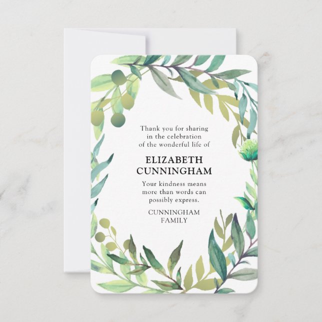 Modern vattenfärgssememaljering tack kort (Framsida)