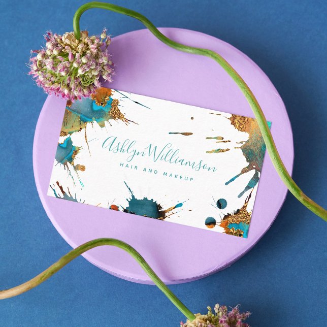 Modern vattenfärgsskiva i guld-sköldpadda orange s visitkort (Skapare uppladdad)