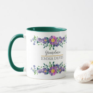 Modern vattenfärgsskript elegant blommigt morma Tw Mugg