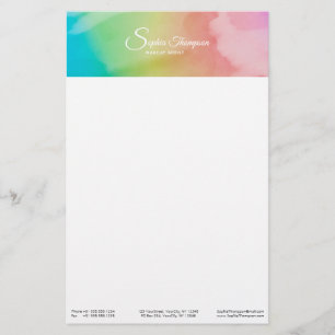 Modern vattenfärgsskript Regnbåge Pastel Stationer Brevpapper