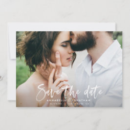 Modern vattenfärgsskripttypografi bröllop enkel spara datumet