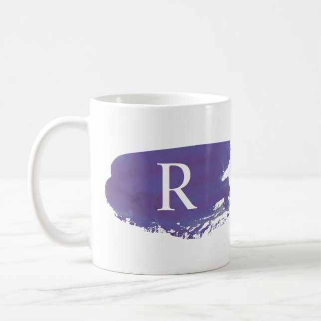 Modern vattenfärgsswash-monogram  kaffemugg (Vänster)