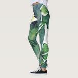 Modern vattenfärgstropiska löv mönster leggings<br><div class="desc">Modern hawaiisk vattenfärg tropisk löv mönster att blöder.</div>