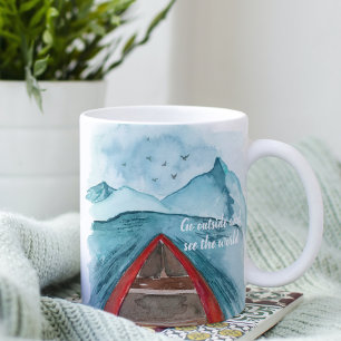 Modern vattenfärgstyp Se World Quote Kaffemugg
