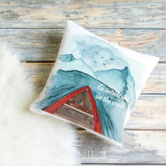 Modern vattenfärgstyp Se World Quote Kudde (Skapare uppladdad)