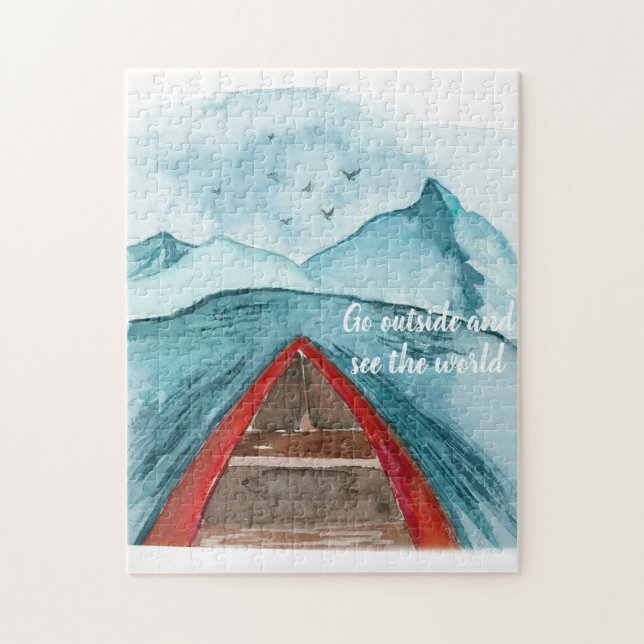 Modern vattenfärgstyp Se World Quote Pussel (Vertikal)