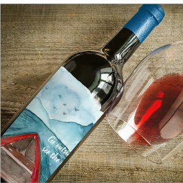 Modern vattenfärgstyp Se World Quote Vinflaska Etikett