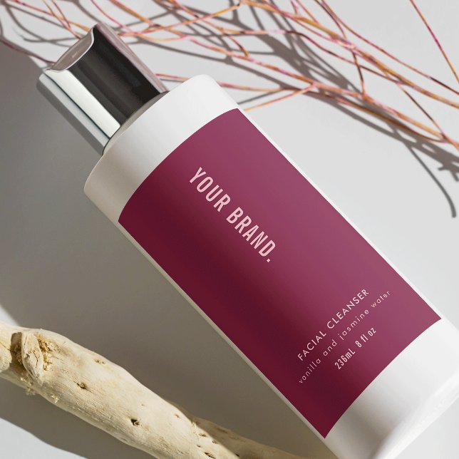 Modern vattensäker etikett för mulberry- och Rosa- (Modern Dusty Red & Pink Waterproof Rectangle Product Label - can be used on bottles, jars, pouches)