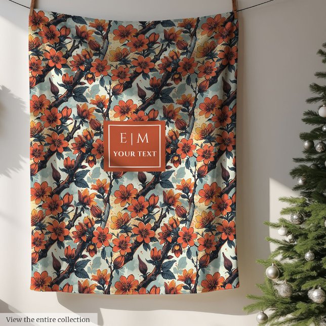 Modern vattentorkare i sage och koppar fleecefilt (Modern watercolor blanket in sage and copper)