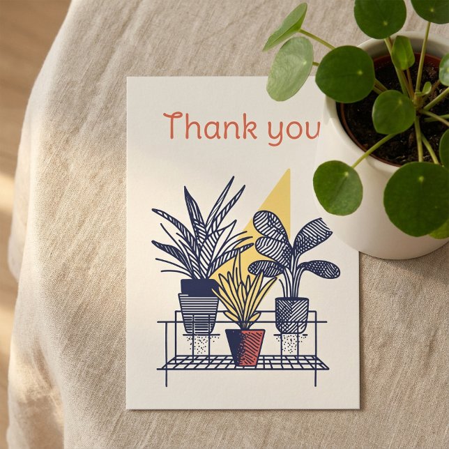 Modern växt - botaniskt tackkort tack kort (Modern house plant Botanical Thank You Card)