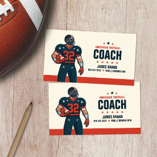 Modern Vector Illustrated American Football Coach Visitkort