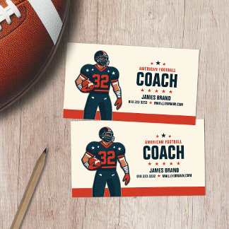 Modern Vector Illustrated American Football Coach Visitkort
