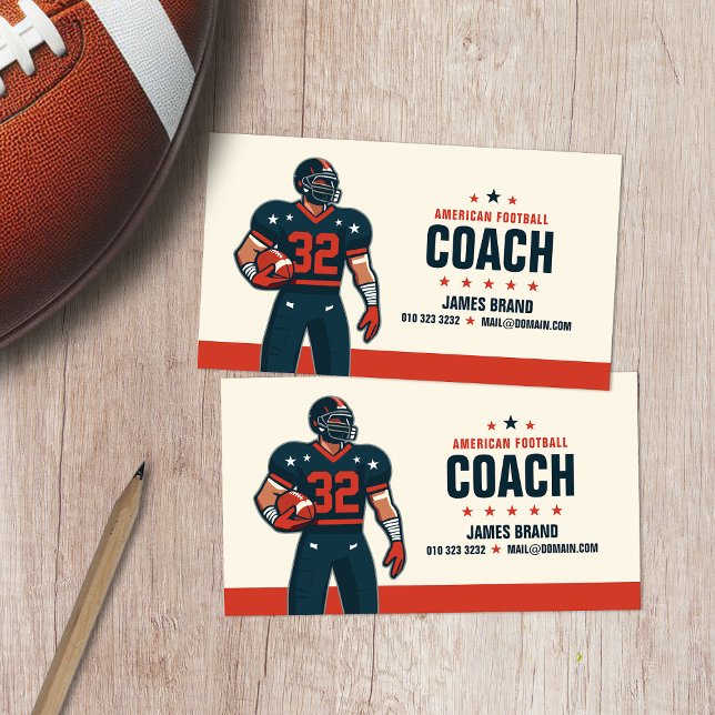 Modern Vector Illustrated American Football Coach Visitkort (Skapare uppladdad)