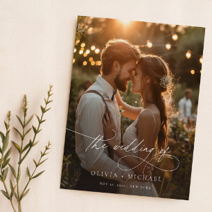 Modern Vellum Overlay Photo Wedding-inbjudan