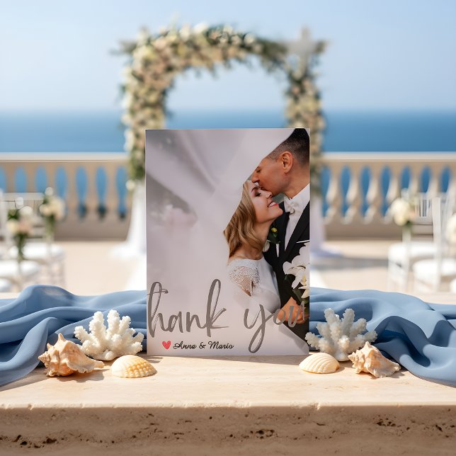 Modern Vellum Silver Photo Wedding Thank You Tack Kort (Skapare uppladdad)