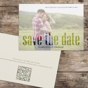 Modern Vellum Simple Elegant Photo QR-kodwebbplats Spara Datumet