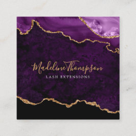 Modern Velvet Lila Marble Agate Geode Fyrkantigt Visitkort