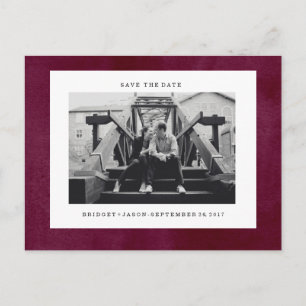 Modern Velvety BURGUNDY Photo SPARA DATUM Meddelande Vykort
