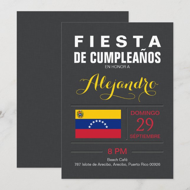 Modern: Venezuela-fest Inbjudningar (Fram/baksida)
