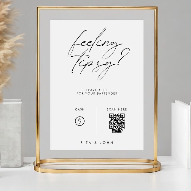 Modern Venmo tippa ditt Bartender Bröllop-tecken Poster (Skapare uppladdad)