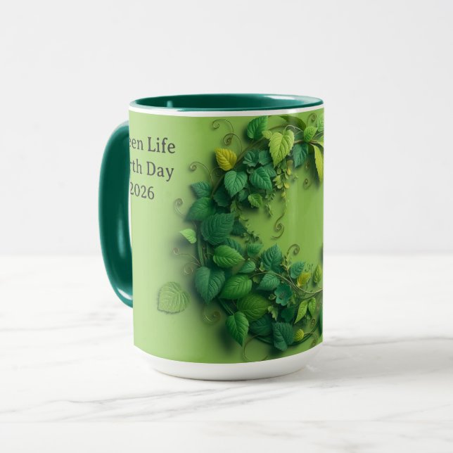 Modern Verdant Lifecycle Leafy Wreath Mugg (Framsida vänster)