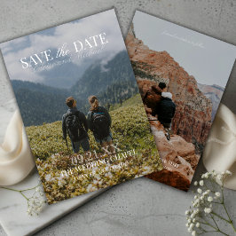 Modern Vertical Double-sided Photo Save The Date Inbjudningar