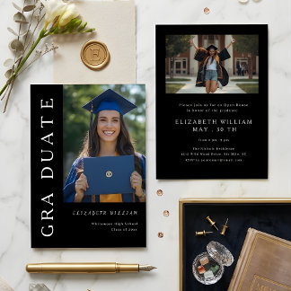 Modern Vertical Photo Graduation Invitation Inbjudningar