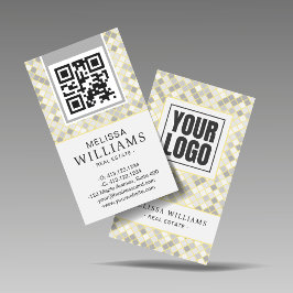 Modern Vertical Yellow & Gray Geometric  Visitkort