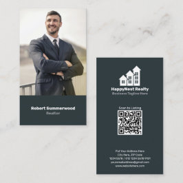 Modern Vertikal Fastighetsmäklare Foto QR-kod Visitkort