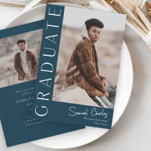 Modern Vertikal Fotexamen Inbjudningar