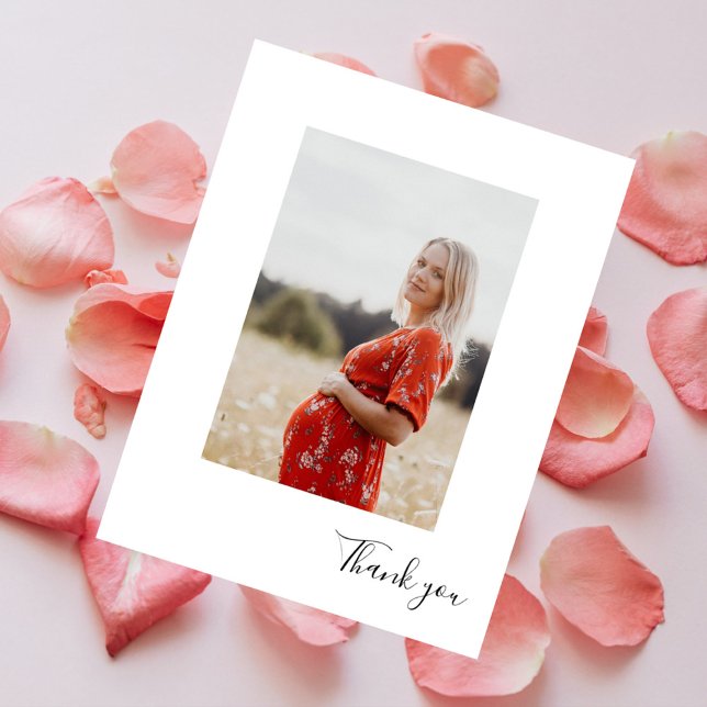 Modern Vertikal Foto Baby Shower Tacksamhetskort Vykort (Skapare uppladdad)