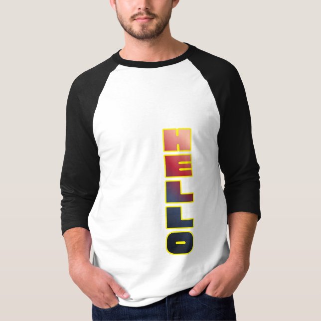 Modern Vertikal Hello Grafisk T-Shirt (Framsida)
