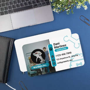 Modern Vet Animal Hospital – Svart & Blå Visitkort