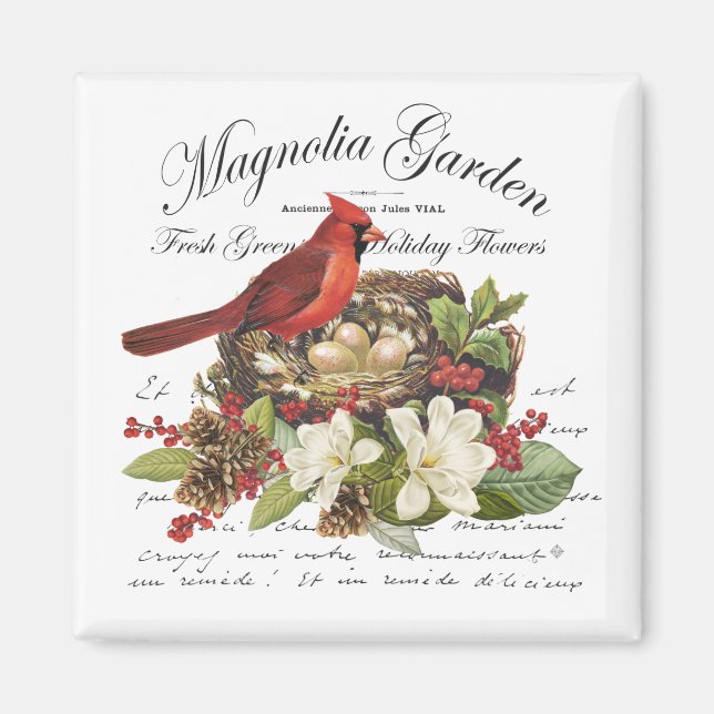 Modern vetage jul-kardinal magnet (Framsidan)