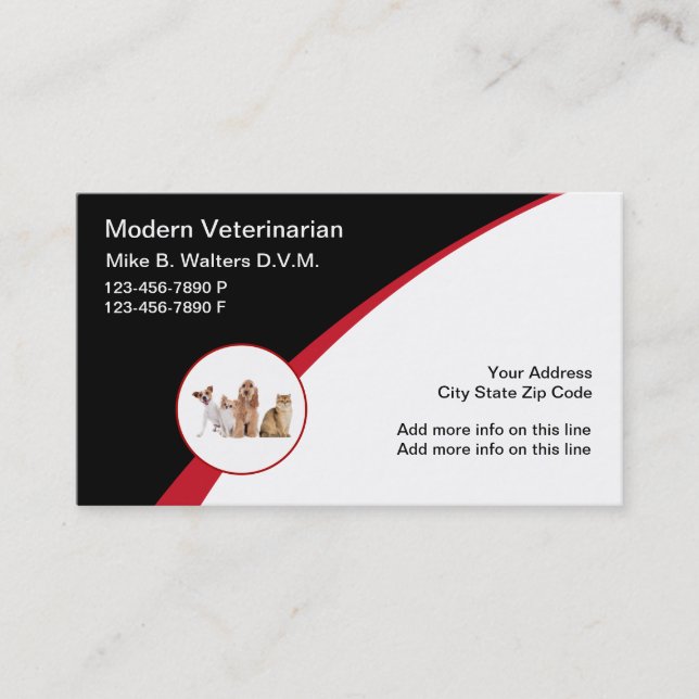 Modern veterinär Logotyp Emblem-Affärskort Visitkort (Framsida)